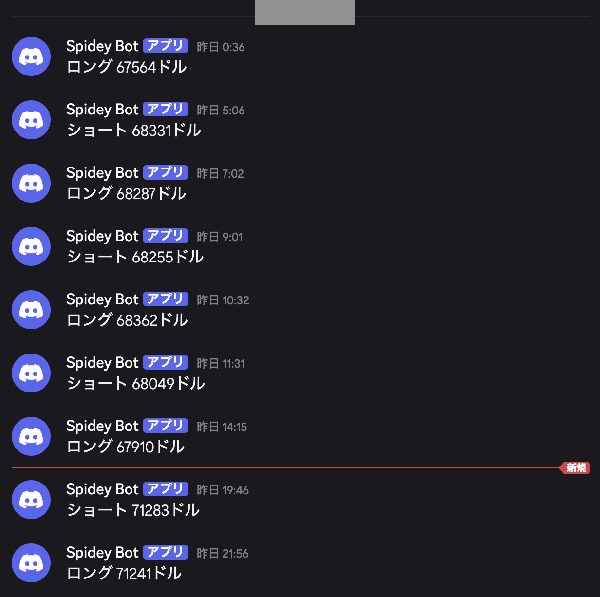 シグナル通知のDiscord画面